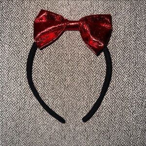 Build-A-Bear Workshop Black Headband with Red Sparkle Bow BABW build a bear